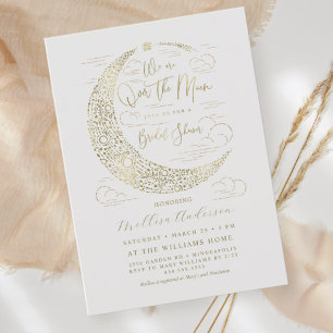 Elegant Faux Gold Harvest Moon Bridal Shower Invitation