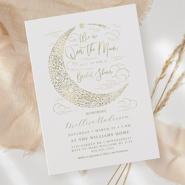 Elegant Faux Gold Harvest Moon Bridal Shower Invitation (Creator Uploaded)