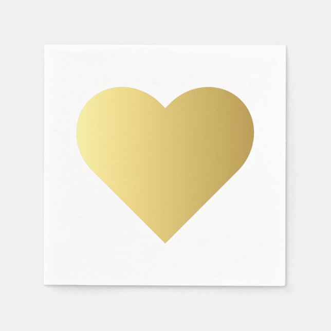 Elegant Faux Gold Heart Napkin (Front)