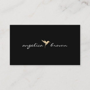 Elegant Faux Gold Humming Bird Business Card