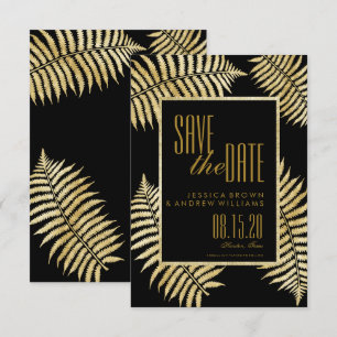 Elegant Faux Gold Leaf Bracken Save The Date Invitation