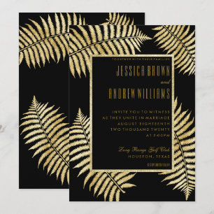 Elegant Faux Gold Leaf Bracken Wedding Invitation