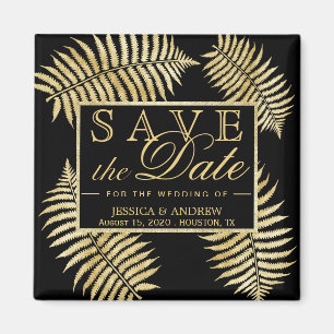 Elegant Faux Gold Leaf Bracken Wedding Magnet