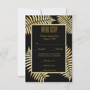 Elegant Faux Gold Leaf Bracken Wedding Menu RSVP
