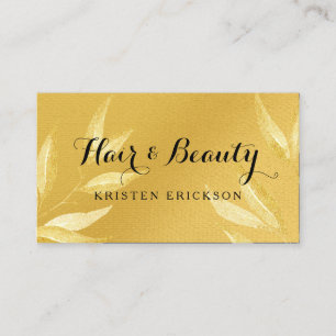 Elegant FAUX Gold Leaves Hair and Beauty Salon Business Card