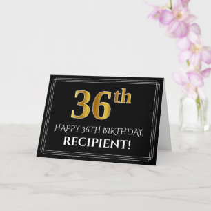 Elegant Faux Gold Look "36th" Birthday + Name Card