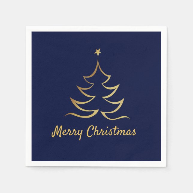 Elegant Faux Gold Merry Christmas Napkin (Front)