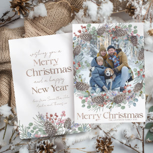 Elegant Faux Gold  Merry Christmas & Photo Holiday Card