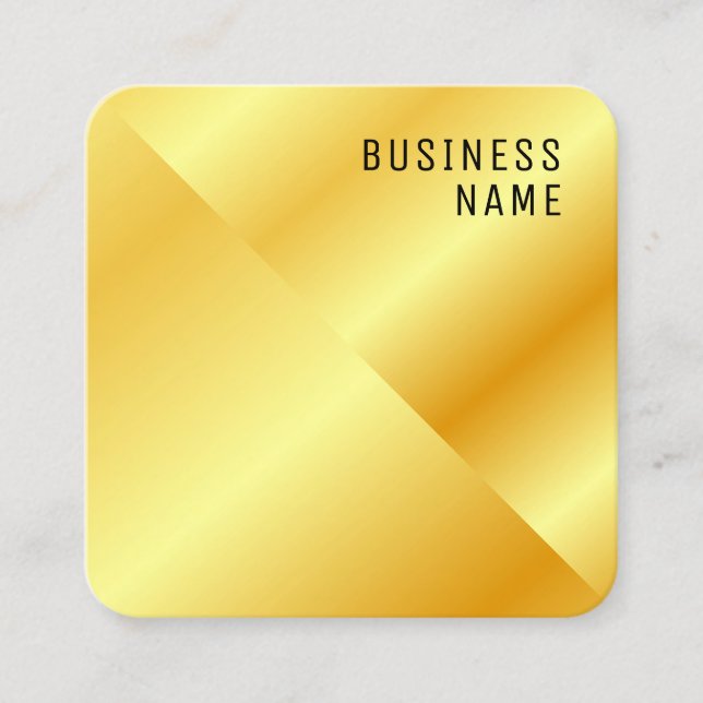 Elegant Faux Gold Metallic Look Modern Glamourous Square Business Card (Front)