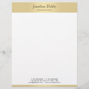 Elegant Faux Gold Modern Calligraphy Script Trendy Custom Letterhead