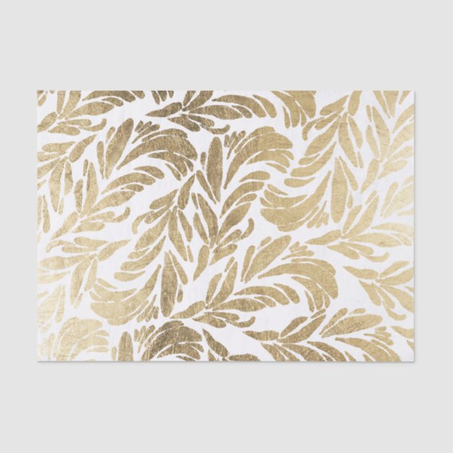 Elegant faux gold modern floral damask pattern tissue paper (Front)
