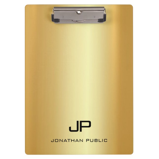 Elegant Faux Gold Modern Monogram Template Trendy Clipboard (Front)