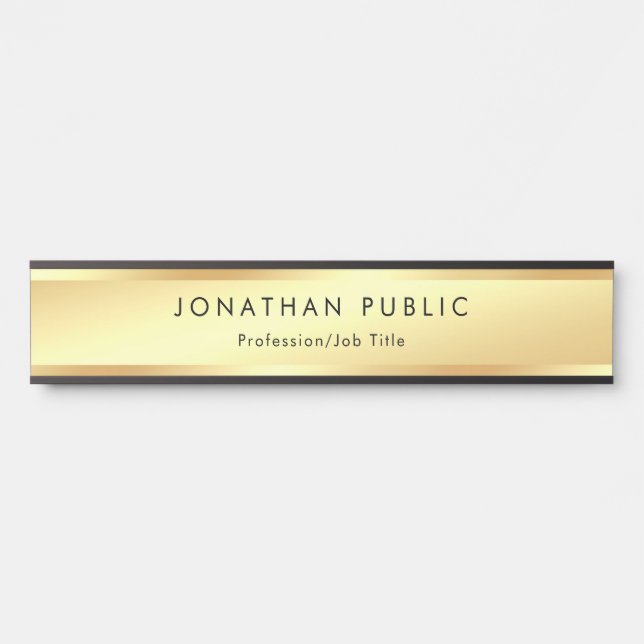 Elegant Faux Gold Modern Professional Template Door Sign (Front)