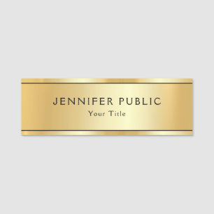 Elegant Faux Gold Modern Trendy Custom Template Name Tag