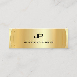 Elegant Faux Gold Monogrammed Modern Template Mini Business Card