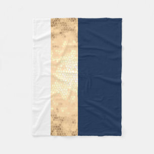 elegant faux gold, navy blue, white stripes fleece blanket