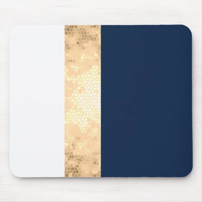 elegant faux gold, navy blue, white stripes mouse pad (Front)