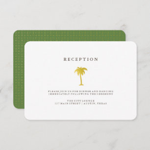 Elegant Faux Gold Palm Tree Reception   Green Invitation