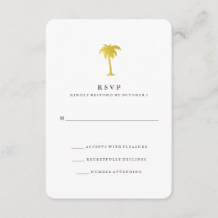 Elegant Faux Gold Palm Tree RSVP   Green Card