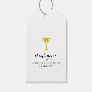 Elegant Faux Gold Palm Tree Wedding Gift Tags
