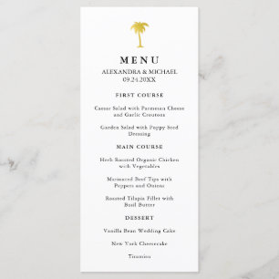 Elegant Faux Gold Palm Tree Wedding Menu