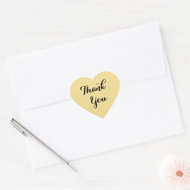 Elegant Faux Gold Party Favours Wedding Thank You Heart Sticker (Envelope)