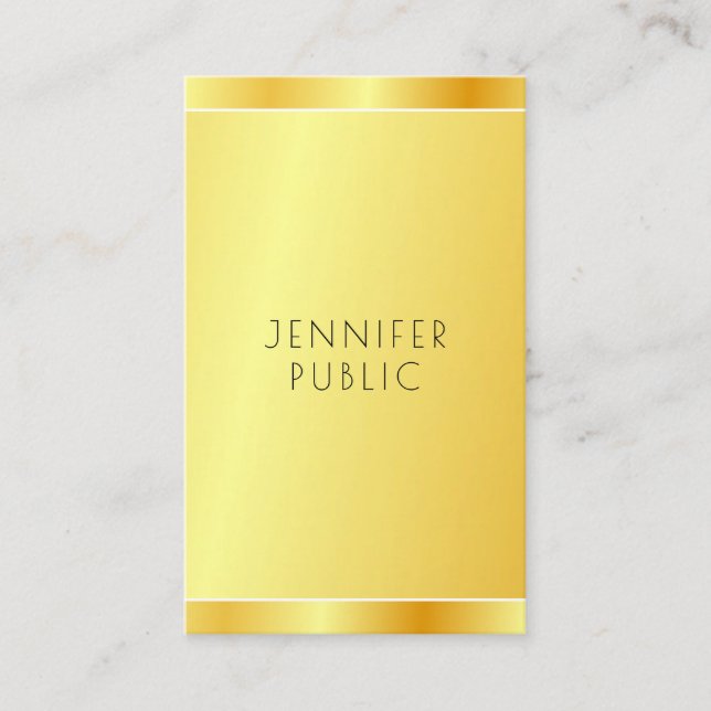 Elegant Faux Gold Personalised Modern Template Business Card (Front)