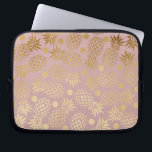 elegant faux gold pineapple pattern polka dots laptop sleeve<br><div class="desc">Stylish and trendy faux gold pineapple and polka dots pattern of a light dusty pink background.</div>
