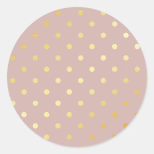 elegant faux gold pink polka dots classic round sticker