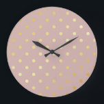 elegant faux gold pink polka dots large clock<br><div class="desc">Elegant and modern polka dots design.</div>