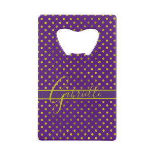 Elegant Faux Gold Polka Dots on Purple Monogram
