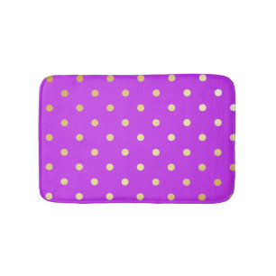elegant faux gold purple polka dots bath mat