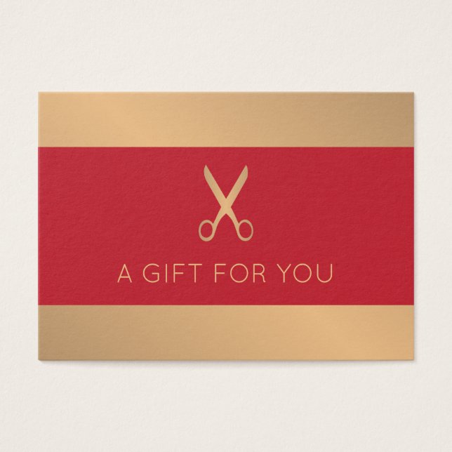 Elegant Faux Gold Red Beauty Salon (Front)