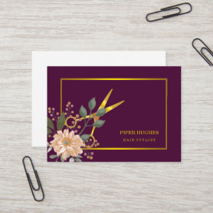 Elegant faux gold scissors chic Hair stylist Business Card