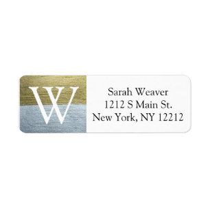 Elegant Faux Gold & Silver Monogram Address Labels