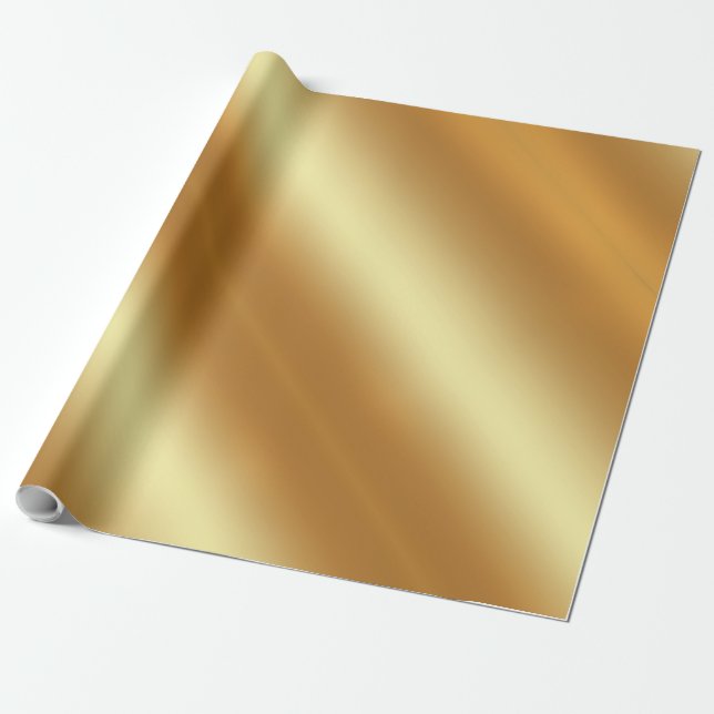 Elegant Faux Gold Simple Golden Christmas Gift Wrapping Paper (Unrolled)