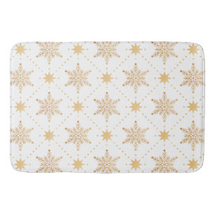 Elegant Faux Gold Snowflakes Christmas Patttern Bath Mat