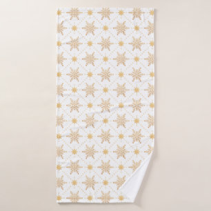 Elegant Faux Gold Snowflakes Christmas Patttern Bath Towel