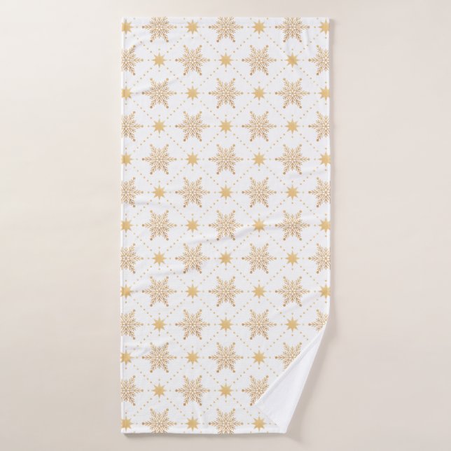 Elegant Faux Gold Snowflakes Christmas Patttern Bath Towel (Bath Towel)