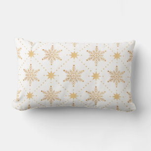 Elegant Faux Gold Snowflakes Christmas Patttern Lumbar Cushion