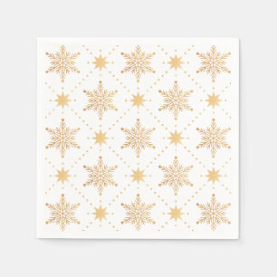 Elegant Faux Gold Snowflakes Christmas Patttern Napkin