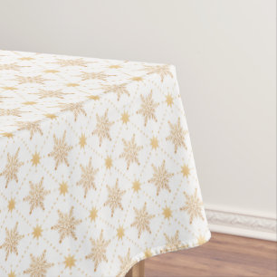 Elegant Faux Gold Snowflakes Christmas Patttern Tablecloth