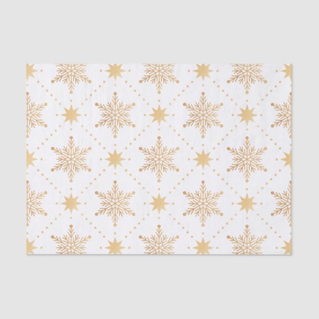 Elegant Faux Gold Snowflakes Christmas Patttern Tissue Paper (Front)