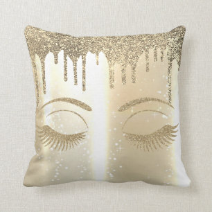 Elegant Faux Gold,Sparkly, Glittery Lashes,Drips Cushion