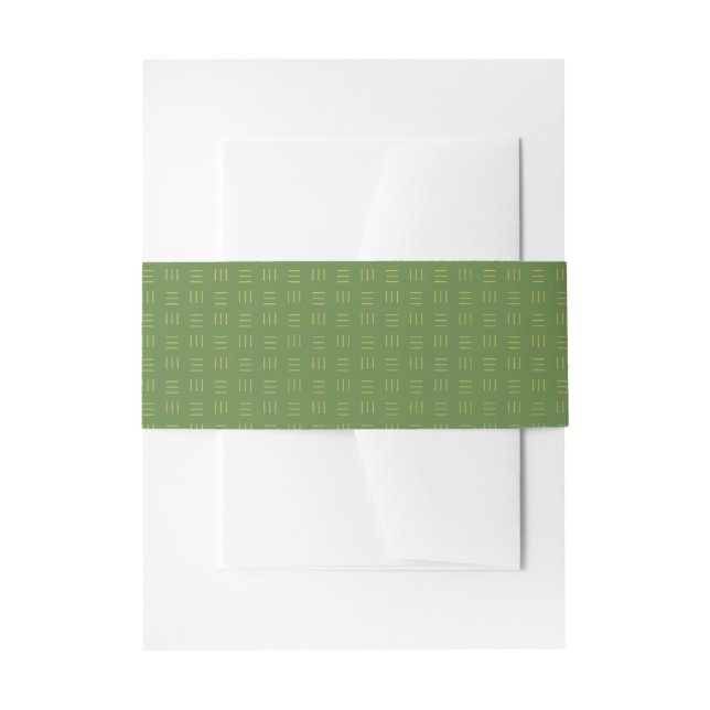 Elegant Faux Gold Subtle Pattern | Green Invitation Belly Band (Front Example)