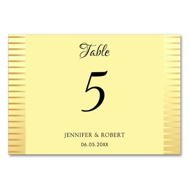 Elegant Faux Gold Template Handwritten Script Table Number (Front)