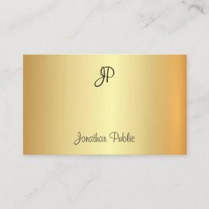 Elegant Faux Gold Template Monogram Handwritten Business Card