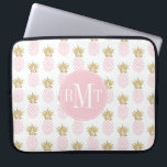 Elegant faux gold tropical pineapple pattern laptop sleeve<br><div class="desc">Trendy and stylish faux gold glitter and blush pink pineapple pattern.</div>