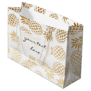 elegant faux gold tropical pineapple pattern large gift bag
