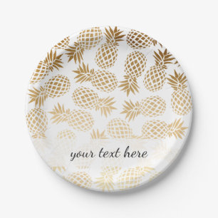 elegant faux gold tropical pineapple pattern paper plate